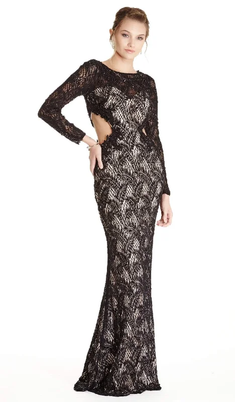 women's made-to-order dressesAspeed Design - Bedazzled Long Sleeve Evening Dress