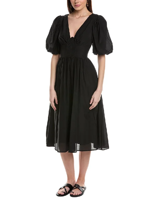 women's casual Friday dressesFARM Rio Puff Sleeve Midi Dress