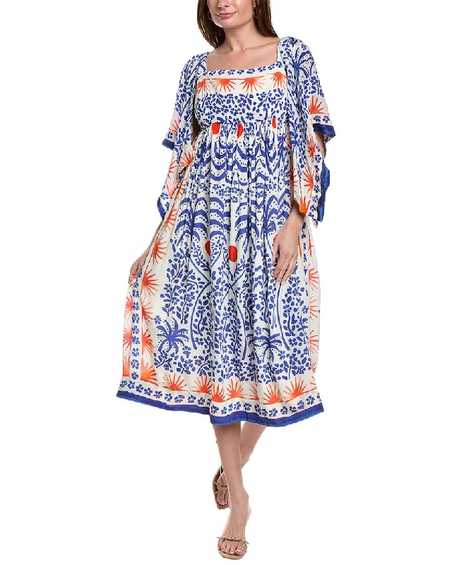 women's travel dressesFARM Rio Afternoon Breeze Scarf Sleeve Midi Dress