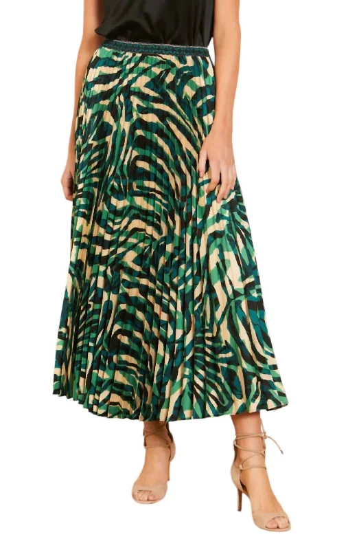 women's denim skirtsMia Midi Skirt In Green Zebra