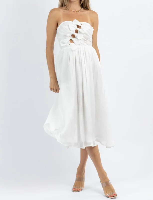 women's club dressesIf Only Bow Bust Midi Dress In White