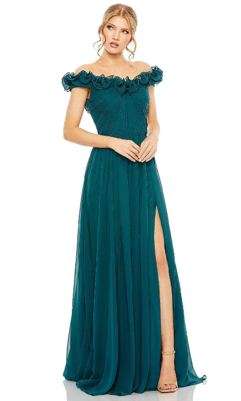 women's party dressesIeena Duggal 11591 - Ruffled Off Shoulder Evening Gown