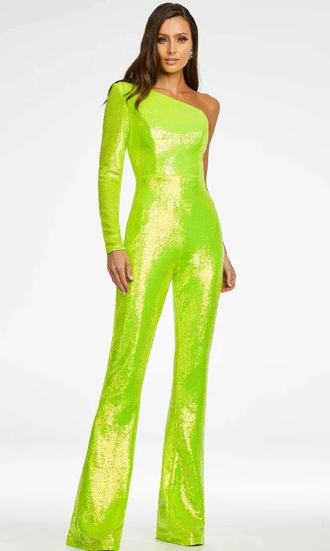 women's jumpsuits for high-performance fabricsAshley Lauren - Sequined Asymmetric Neck Jumpsuit 11110