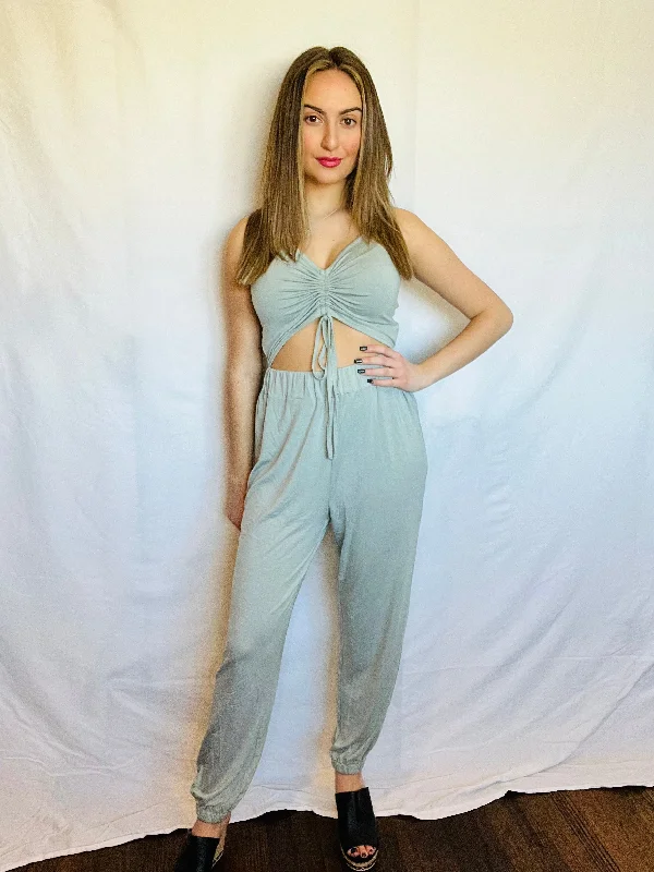 women's jumpsuits with short sleevesJumpsuit Black and Sage