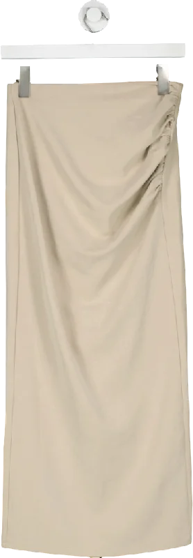 women's wrinkle-resistant dressesUrban Revivo Beige Strapless Bandeau Midi Dress UK 6