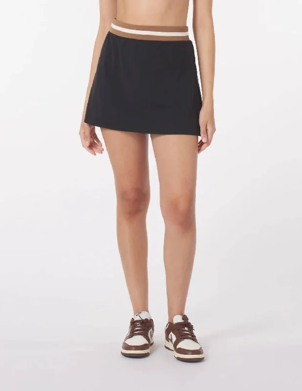 women's solid-color skirtsSocialite Contrast Skirt In Black/oatmilk/almond