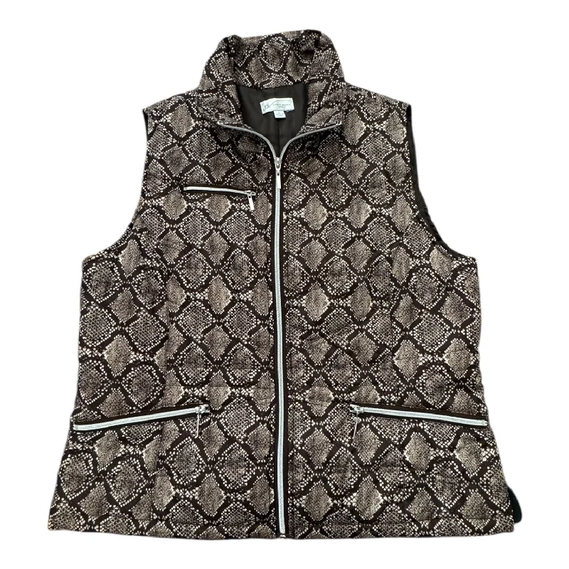 women's coats for rainy weatherVest Puffer & Quilted By Studio Works In Snakeskin Print, Size: L