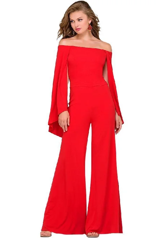 women's jumpsuits with floral printsJovani Off Shoulder Jersey Jumpsuit 39598 1 pc Burgundy in size 0 Available