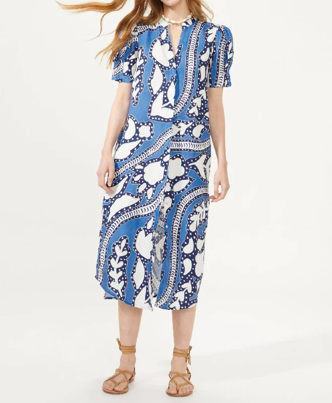 women's maximalist dressesAthina Midi Linen Dress In Mykonos Blue