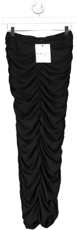 women's bespoke dressesLeau Black Ruched Strapless Midi Dress UK XS