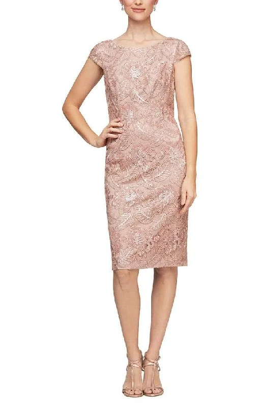 women's machine-washable dressesAlex Evenings - 117654 Cap Sleeve Embroidered Sequin Dress