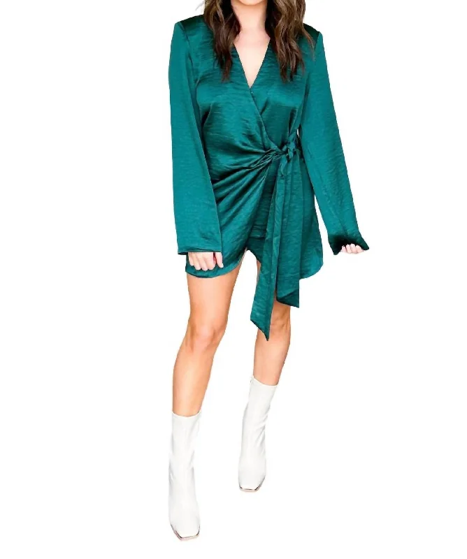 women's affordable dressesSatin Mini Dress In Hunter