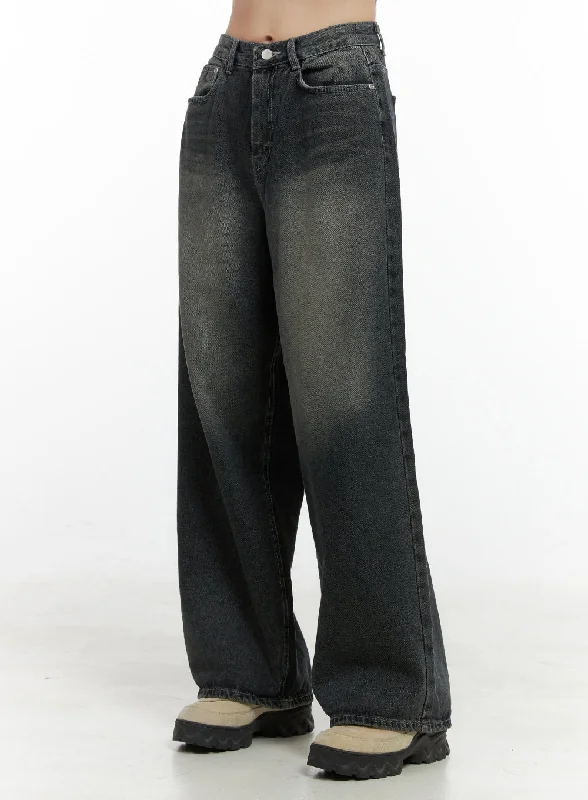 women's stretch denim jeansNell Dark Denim Wide Leg Jeans OS410