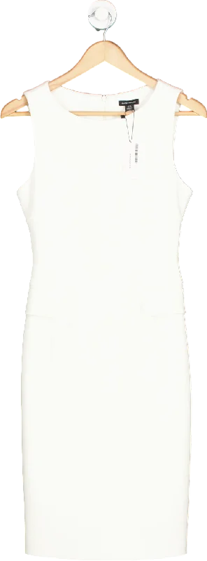 women's lace dressesKaren Millen White The Founder Compact Stretch Button Detail Woven Midi Dress UK 6