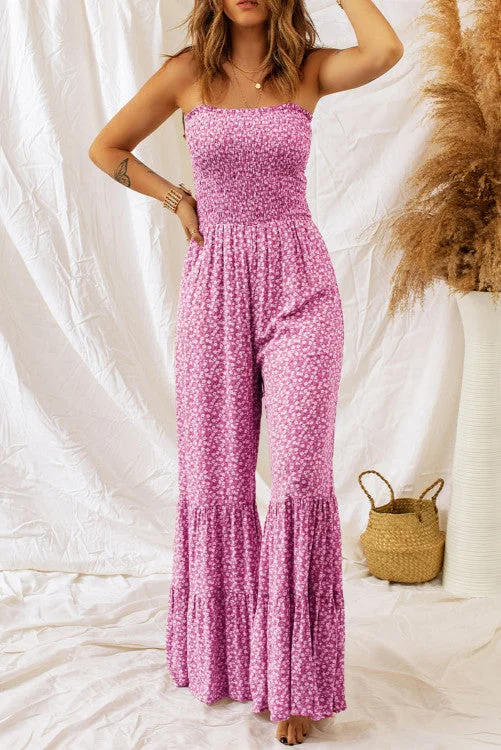 women's jumpsuits with high necksPink Ruffle Jumpsuit