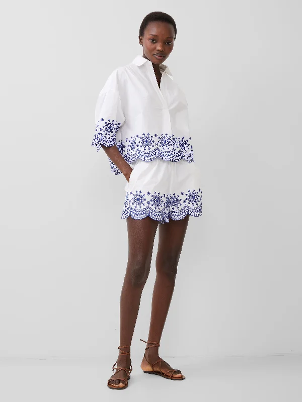 women's tiered skirtsAlissa Cotton Embroidered Shorts