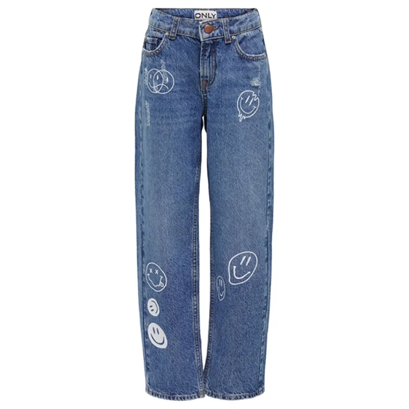 women's denim jeans with pocketsKids ONLY Medium Blue Denim Robyn Smile Jeans