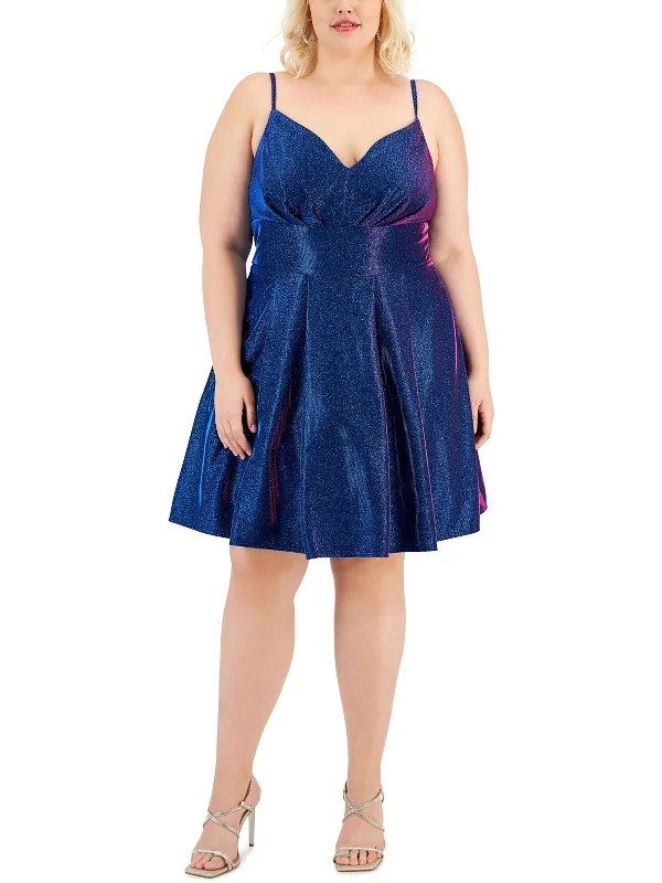 women's lightweight dressesPlus Womens Metallic Mini Cocktail and Party Dress