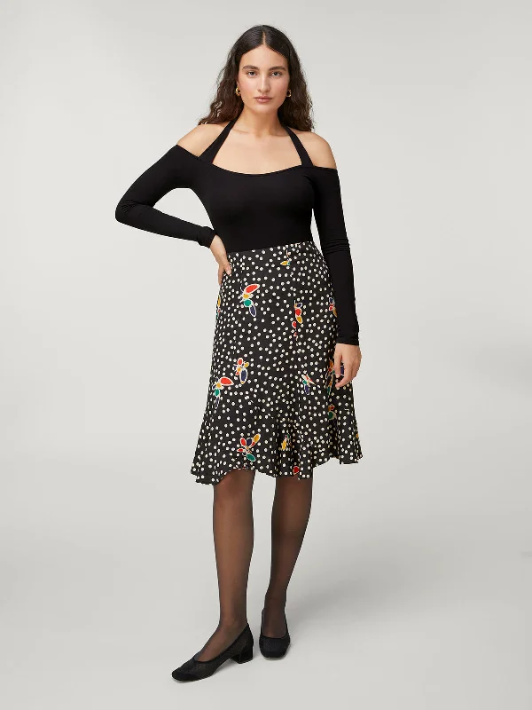 women's linen skirtsSkirt Papillons Ophelie Noir