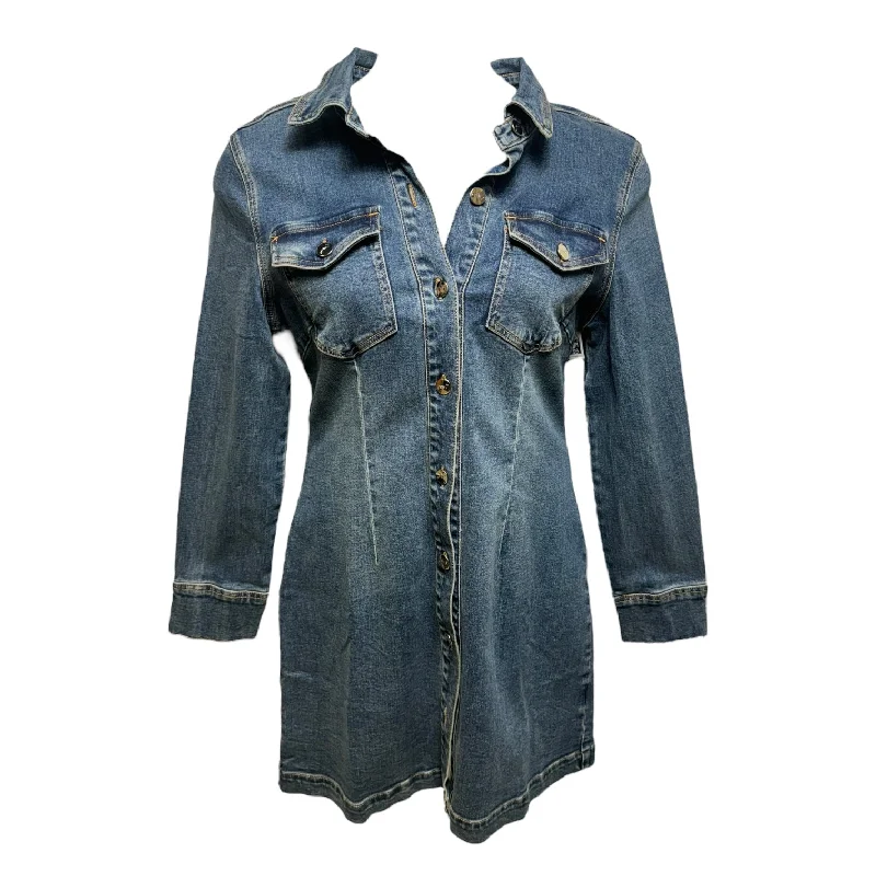 women's vintage dressesLe Disco Denim Minidress By Jen7 In Blue Denim, Size: M