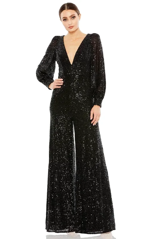 women's formal jumpsuitsIeena Duggal 42028 - Sequin Long Sleeve Jumpsuit