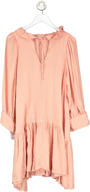 women's lace-up dressesevarae Marais Ruffle Tiered Minidress - Peach Pink UK S