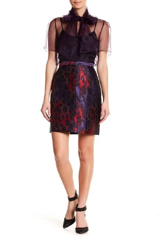 women's everyday casual skirtsJacquard Pencil Mini Skirt In Purple, Red