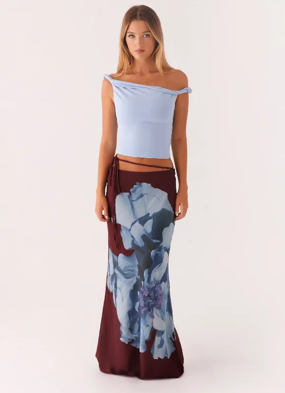 women's lace skirtsMichelle Maxi Skirt - Maroon Print