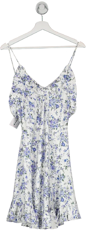 women's solid color dressesles reveries White Floral Print Floaty Mini Dress UK 6