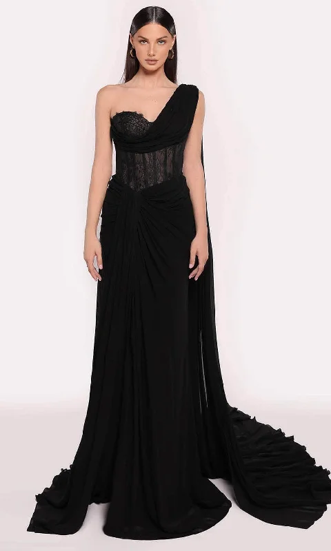 women's empire-line dressesTarik Ediz 98772 - One Shoulder Evening Gown