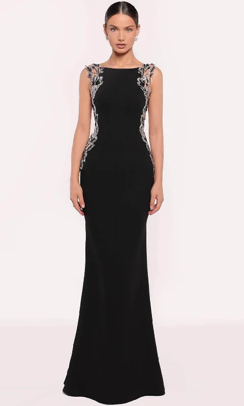 women's bow dressesTarik Ediz 98878 - Embellished Cutout Evening Gown