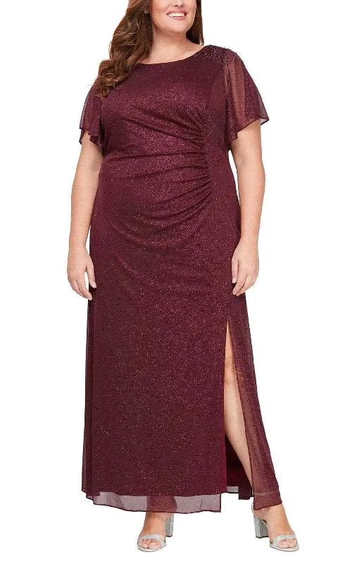 women's eco-friendly dressesSLNY 9433233 - Flutter Sleeve Glitter Evening Dress