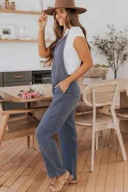 women's jumpsuits with Peter Pan collarsGray distressed Trim pocketed pants jumpsuit