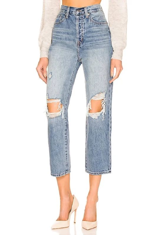 women's patched pantsCassie Super High Rise Straight Crop Jeans In Blue