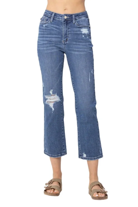 women's ankle-length pantsDestroy Ankle Straight In Denim Blue