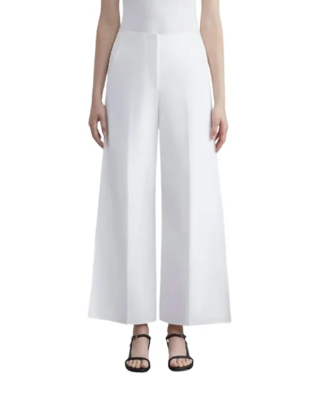 women's trendy pantsFinesse Crepe Franklin Wide Leg Ankle Pants In Cloud