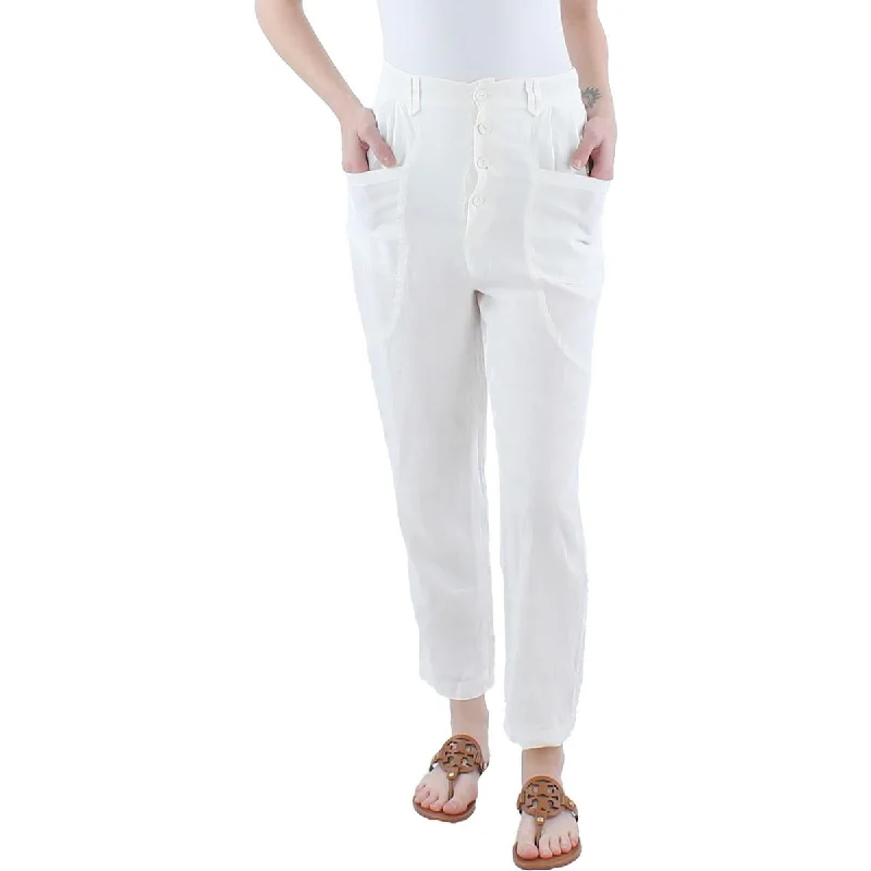 women's designer pantsGia Womens Linen Ankle High-Waist Pants