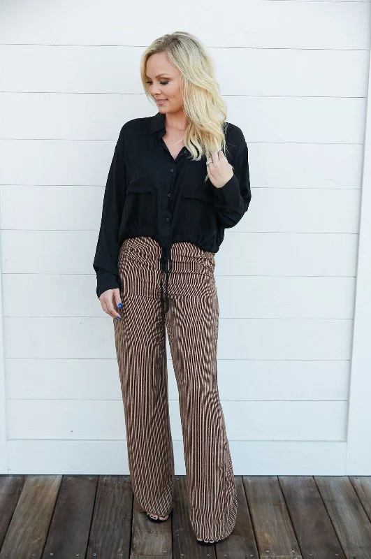 women's high-waisted pantsAppointments Today Striped Pants Rust