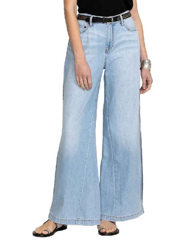 women's cargo pantsJohnny Was Melanie Blanket Stitch Wide Leg Jean