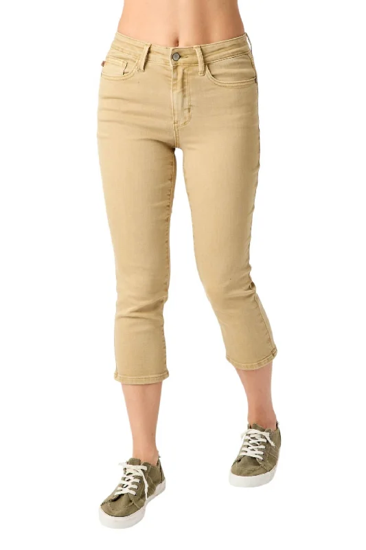 women's adventure pantsMid Rise Garment Dyed Capri In Khaki