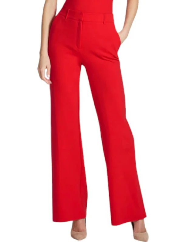 women's hot pantsNeoprene Ceo Wide Leg Trouser Pants In Scarlet