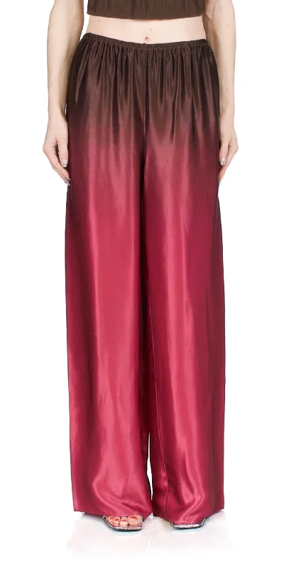 women's satin pantsOmbré Printed Satin Pants In Beet/dark Night Fig