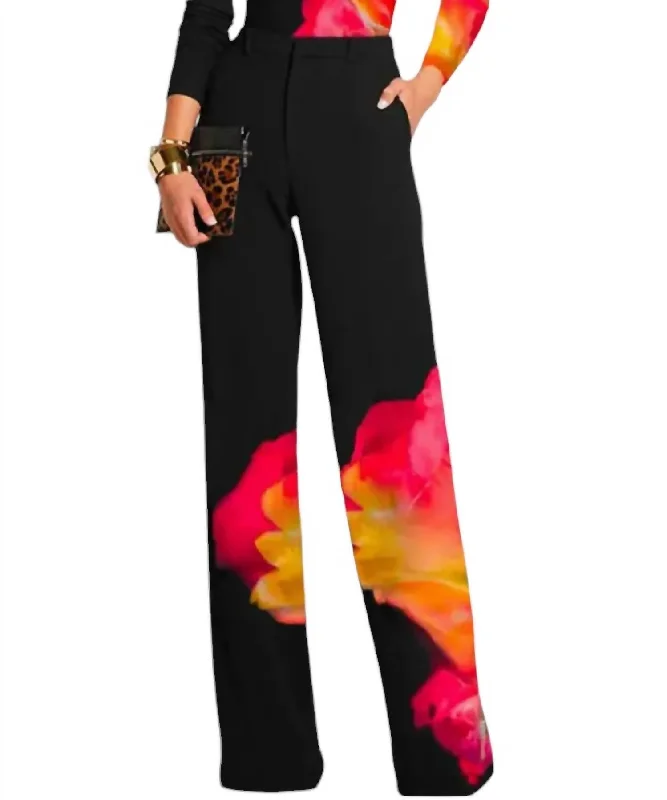 women's sweatpantsScarlett High Waisted Color Printed Pants In Black