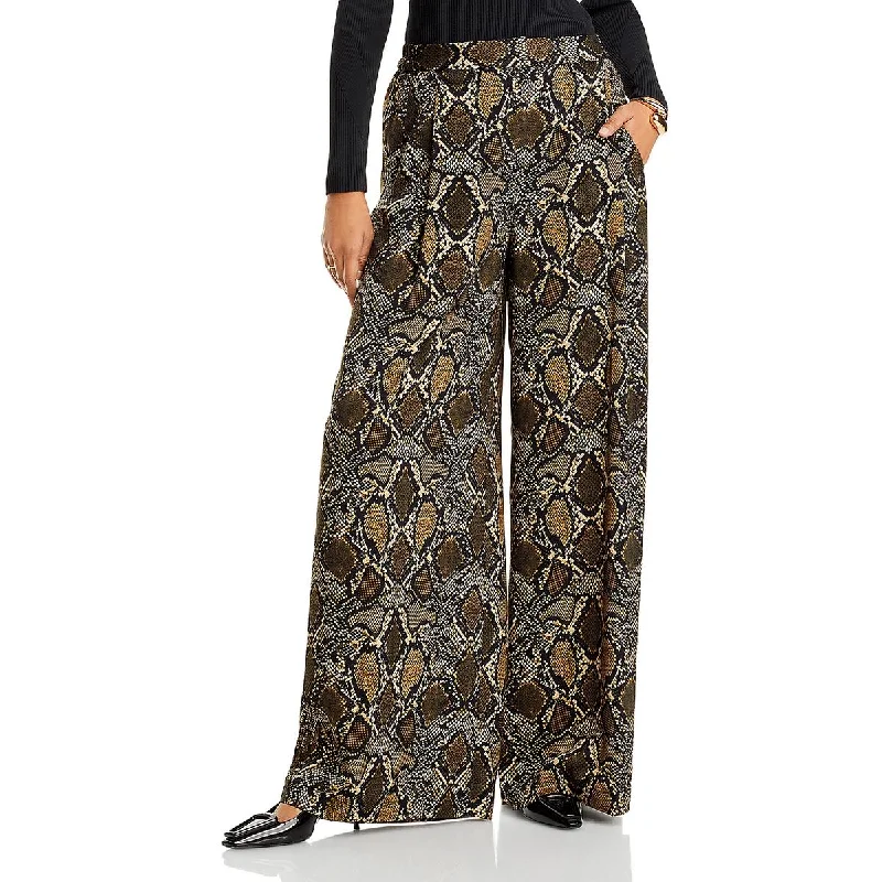 women's zipper pantsVivian Womens Mid Rise Formal Wide Leg Pants