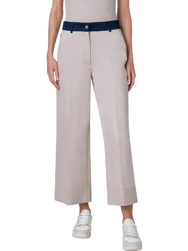 women's cargo pantsWide Leg Crop Pants In Beige/navy/orange