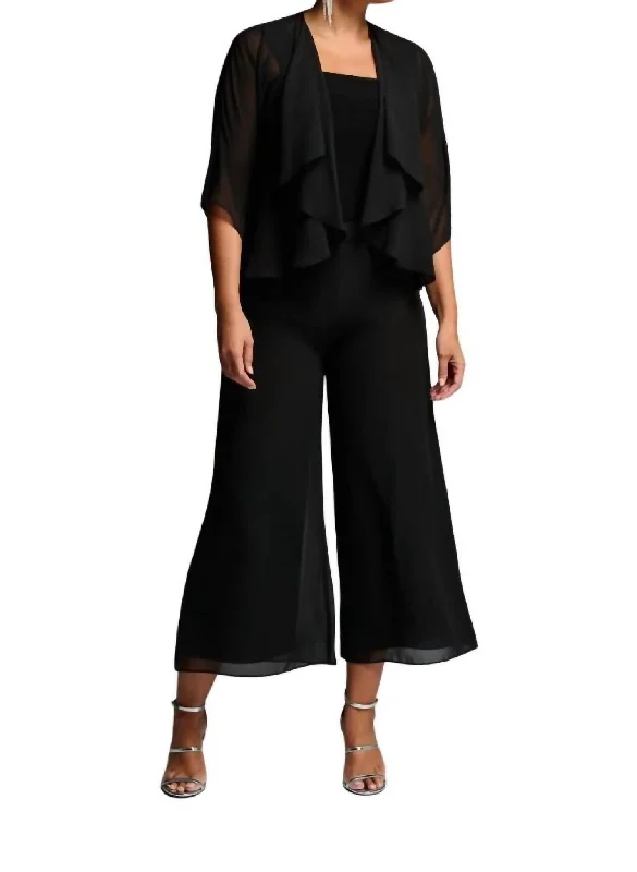 women's embroidered pantsWide Leg Flowy Pant In Black