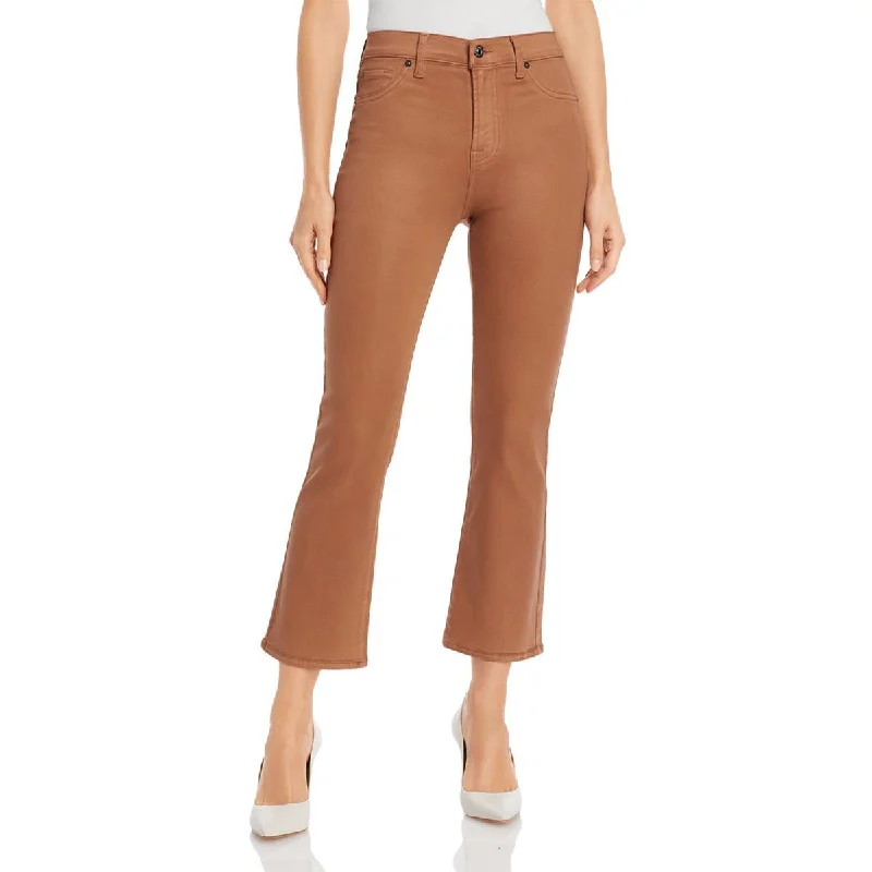 women's leather pantsWomens Faux Leather Ankle High-Waist Pants