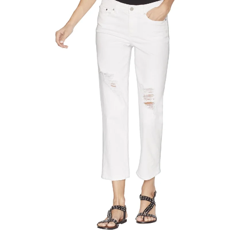 women's chiffon pantsWomens Ripped Cropped Straight Leg Cropped Jeans