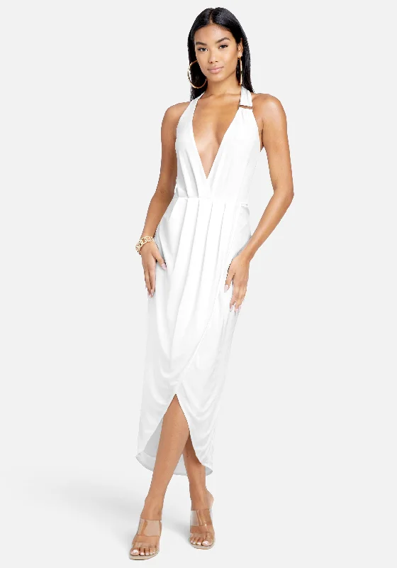 women's cocktail dressesAsymmetrical Halter Neck Slinky Dress