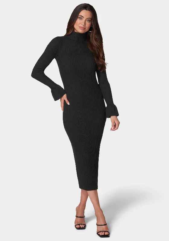 women's unique dressesBell Sleeve Sweater Dress